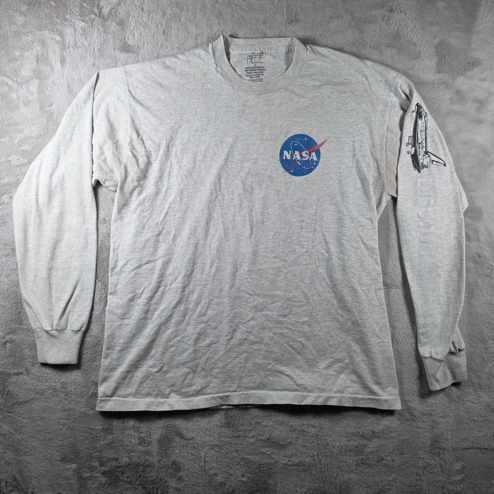 Freeze NASA Graphic T-Shirt Mens Large Gray‎ Space Shuttle Discovery Long Sleeve